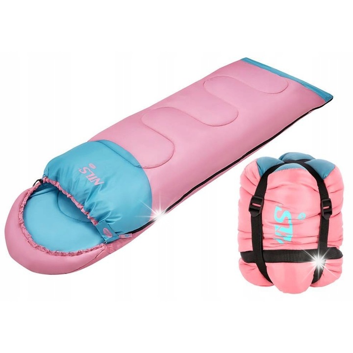 Спален чувал Nils Camp, розов, 150+30x60см, 0-12C, водоустойчив, с цип