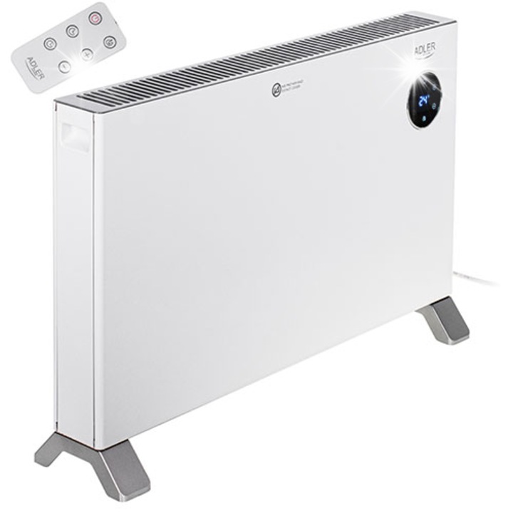 Convector electric Adler AD 7752, 2000W, alb-gri, 75,5x13,5x51,5cm, cu telecomanda