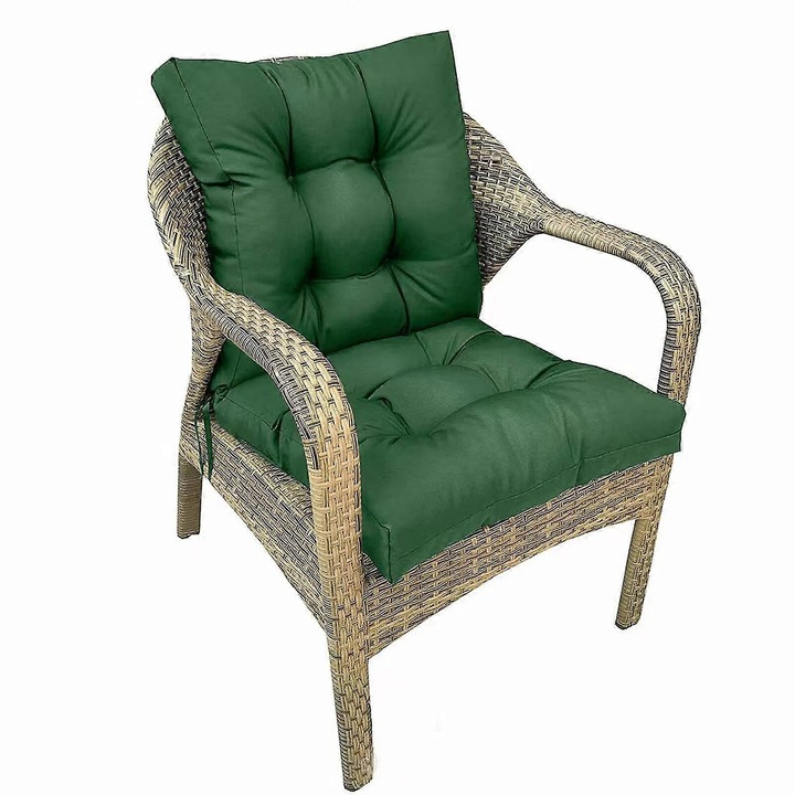 Perna decorativa pentru scaun de exterior, 106x53x10cm, impermeabil, verde inchis, set 1 buc.