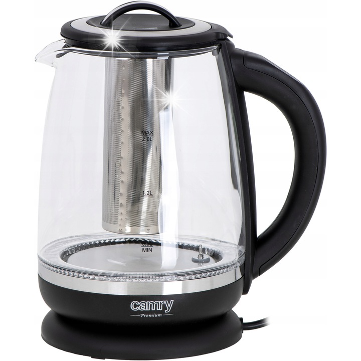 Fierbator Camry CR 1290, 2,0L, cu cos de infuzare, reglare temperatura 60-100°C, iluminare LED, 1850-2200W