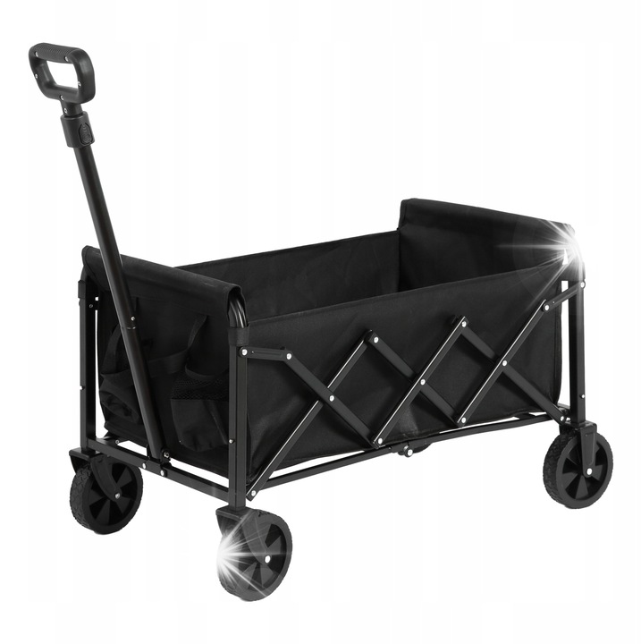 Сгъваема количка за транспорт, 75L, черна, транспортно оборудване за къмпинг и градина