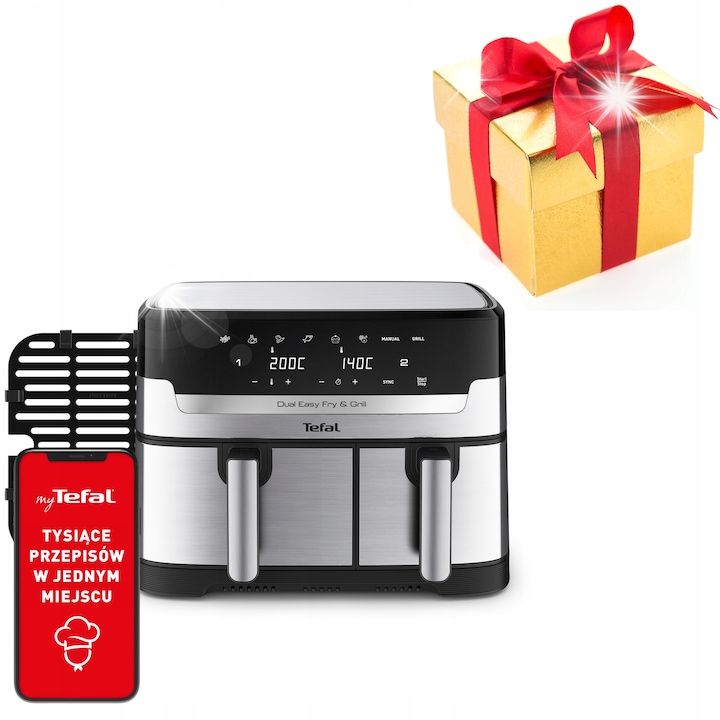 Фритюрник Tefal Dual Easy Fry & Grill, 8 автоматични програми, 8,3 L, многоцветен