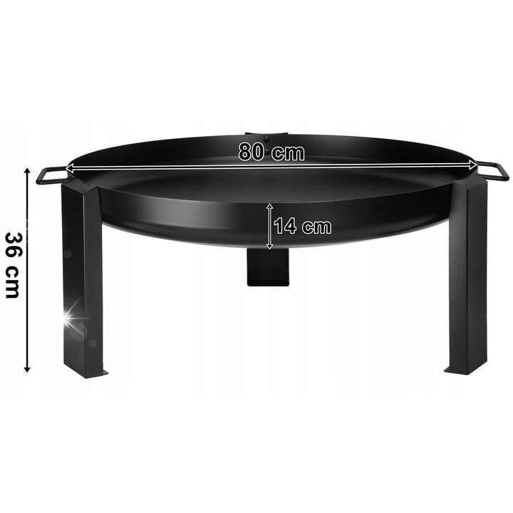 Suport de gradina din fonta 80 cm, negru, 3 picioare stabile, manere de transport