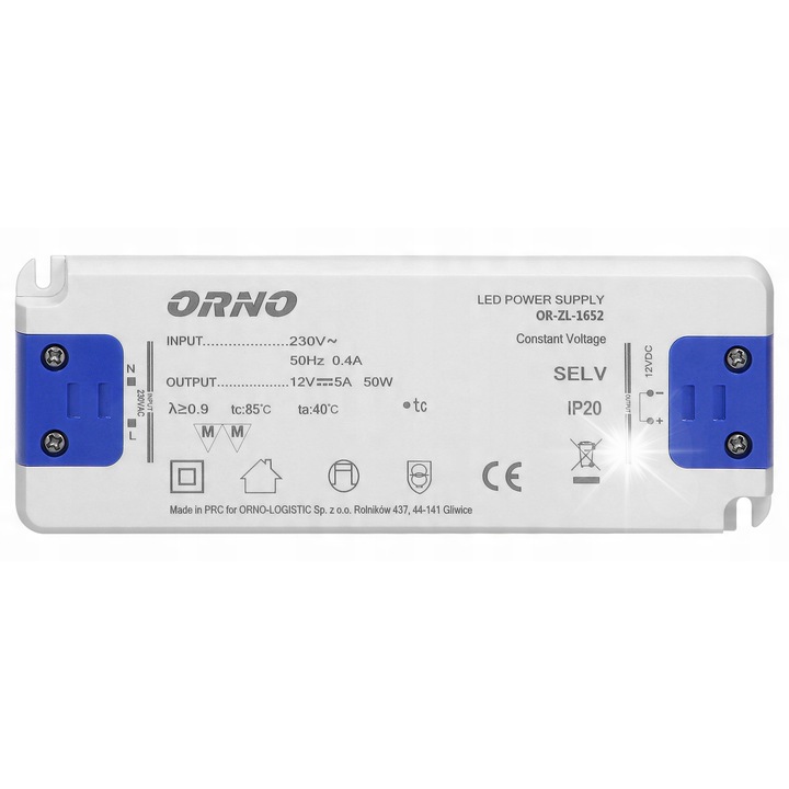 Sursa de alimentare LED Orno, 12V 50W, IP20, 160x58x18mm