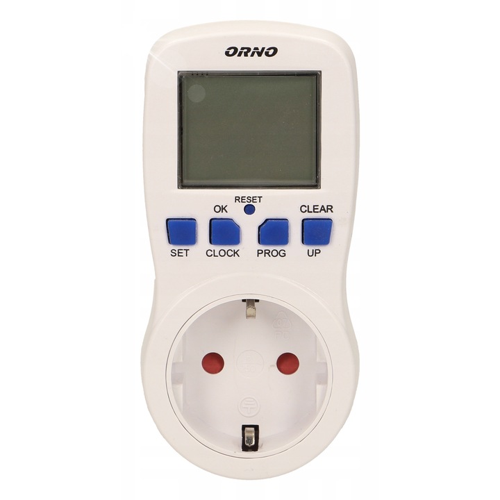 Programator electronic pentru priza Orno, 16 programe, LCD, 55x115x75mm, alb