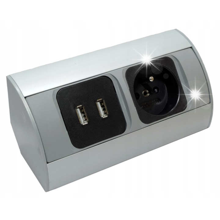 Приставка 230V с 2x USB, Orno, 150x64x64mm