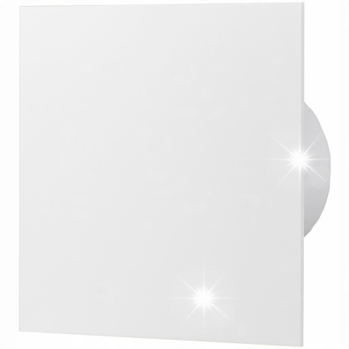 Ventilator baie Orno 100mm, alb mat, cu panou decorativ, montaj perete sau tavan, 8W, 135x135mm
