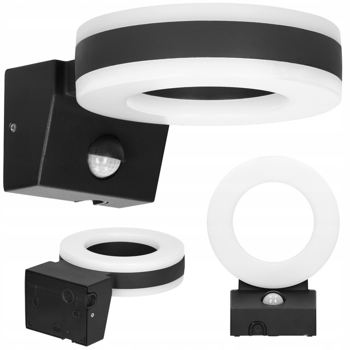 Aplica exterioara Adviti Howlit LED 20W, senzor de miscare, IP65, culoare neagra, 196x149.3x82mm
