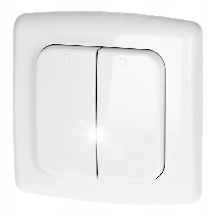 Intrerupator dublu smart, Orno, 433MHz, alb, montaj pe perete