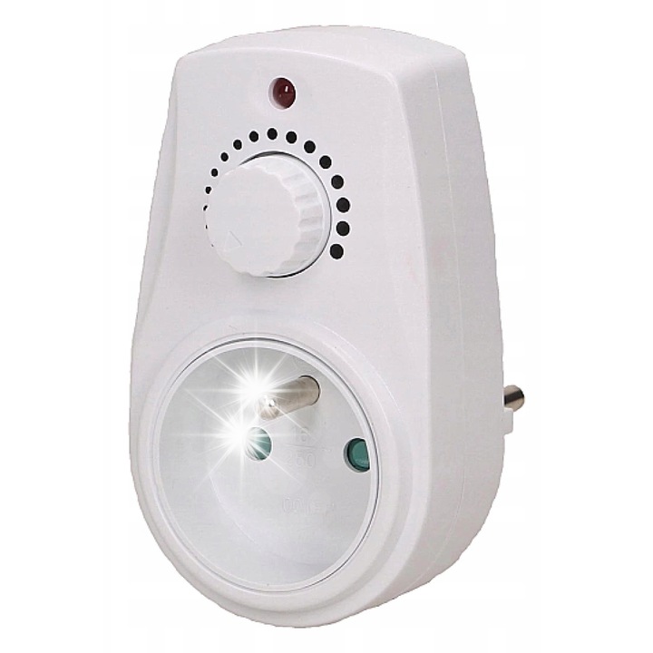 Regulator de putere cu priza Orno, alb, 40-280W, 55x94x73mm