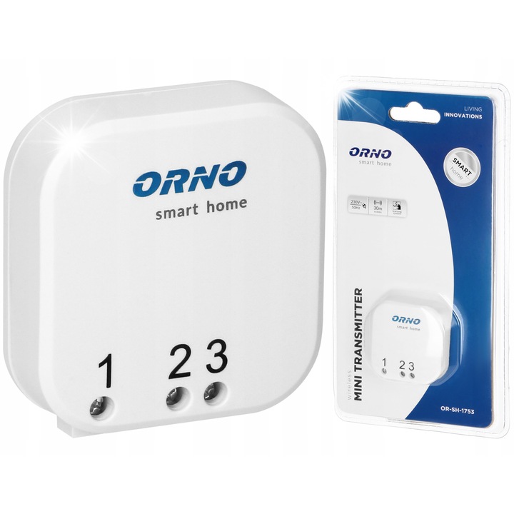 Тънък радио предавател, Orno, за безжично управление, бял, O60