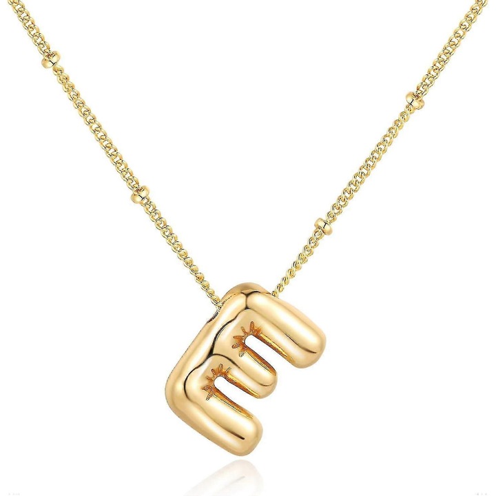 Colier cu Pandantiv Litere, 18K Aur, Set Bijuterii Dama, 17"+2" Ajustabil, Multicolor