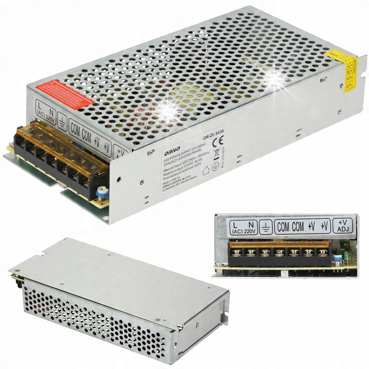 Sursa de alimentare modulara, ORNO, 12VDC 200W, 16,5A, IP20, 198x98x42mm