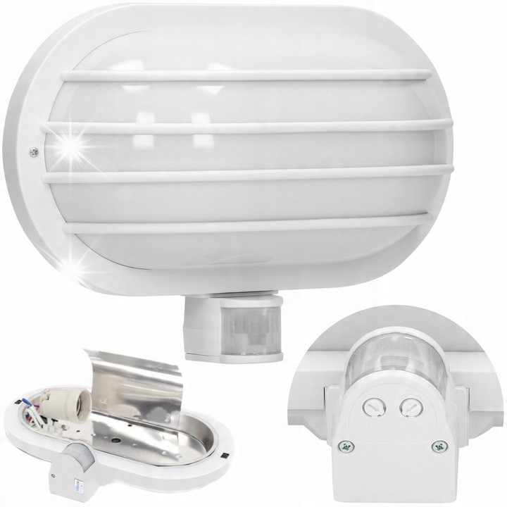 Външна лампа Вироне със сензор за движение и сензор за тъмнина, бял, 265x185x105мм, комплект 1 брой