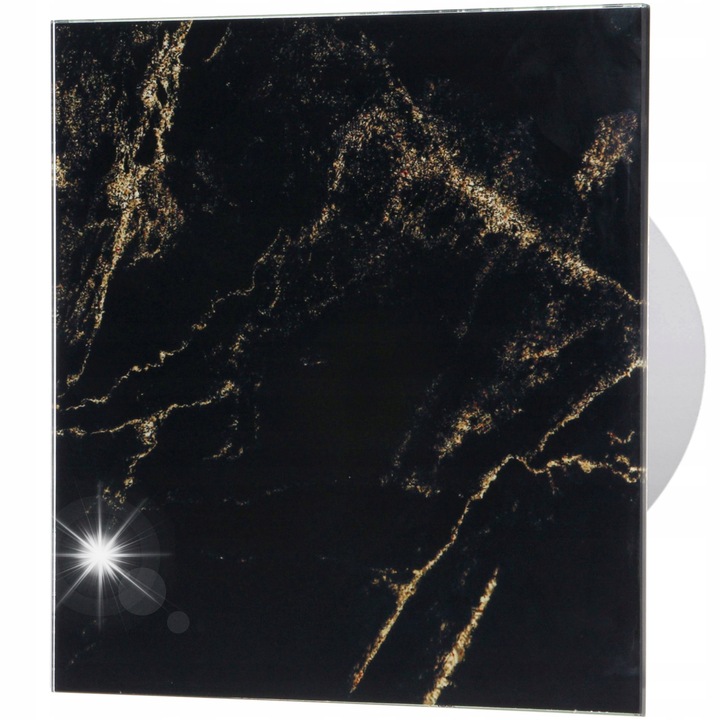 Ventilator baie cu panou decorativ marmura neagra/aurie, 100mm, 8W, set complet