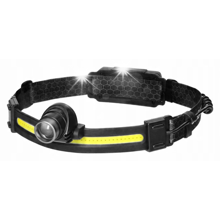 Челна лампа LED COB, Virone, модел LT-9, 10 режима, 200 лумена, черна, 70x130мм