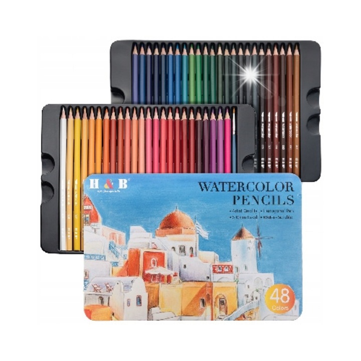 Set 48 Creioane Akwarel Ragi, culori diverse, design ergonomic