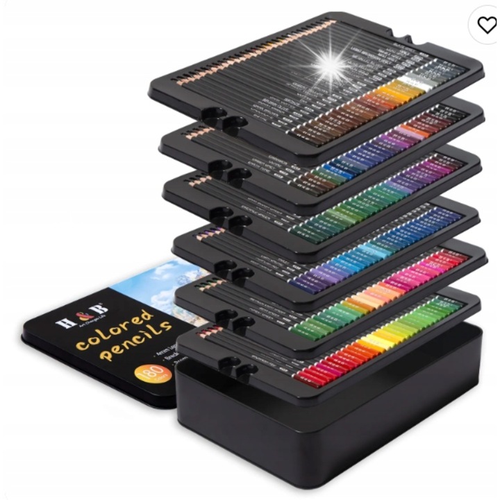 Set profesional de creioane colorate Ragi, 180 culori, metalic, 4mm