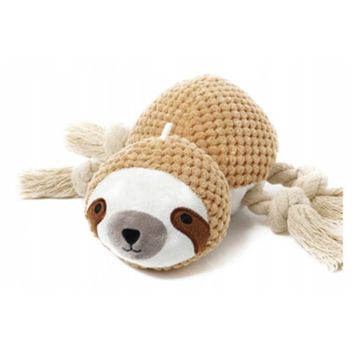 Jucarie de plus pentru caini, Ragi, leniviec cu snururi, colorat, 30x15cm