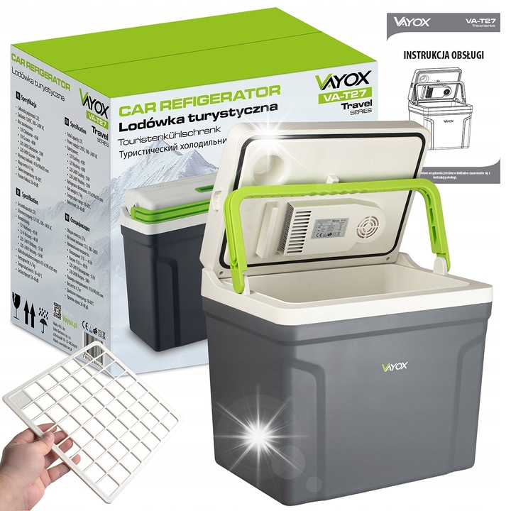 Хладилник за кола Vayox T27 Travel Series, 27L, функция за охлаждане и отопление, 230V/12V, размери 41x39x30cm