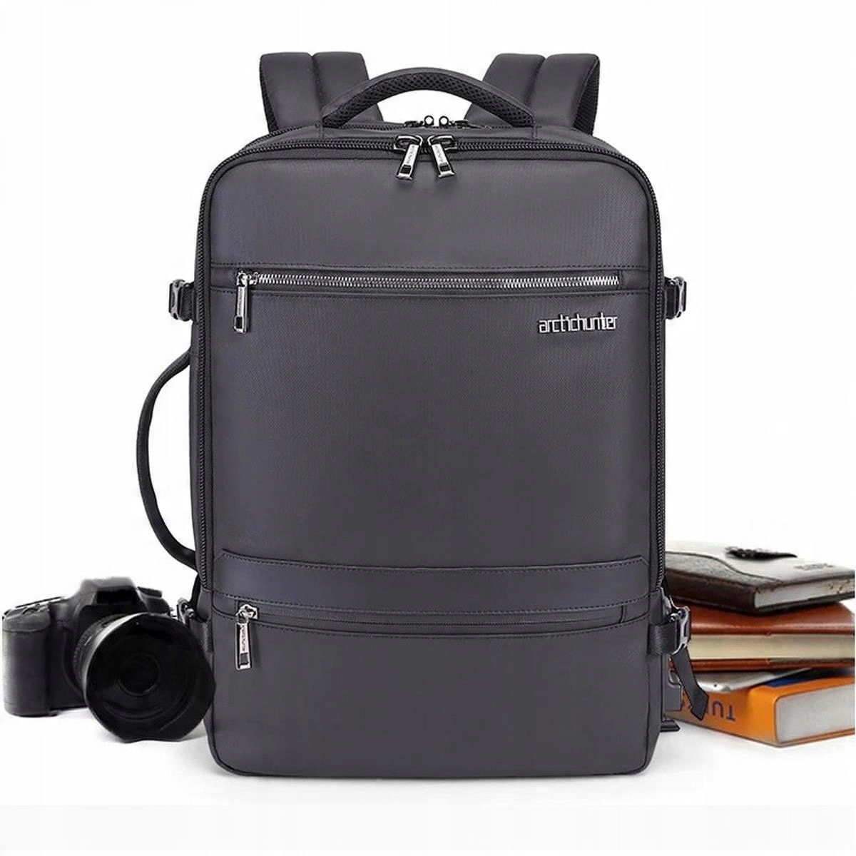 Rucsac Arctic Hunter pentru laptop 17.3 inch, impermeabil, 19/32 litri, negru, 43x30x15cm