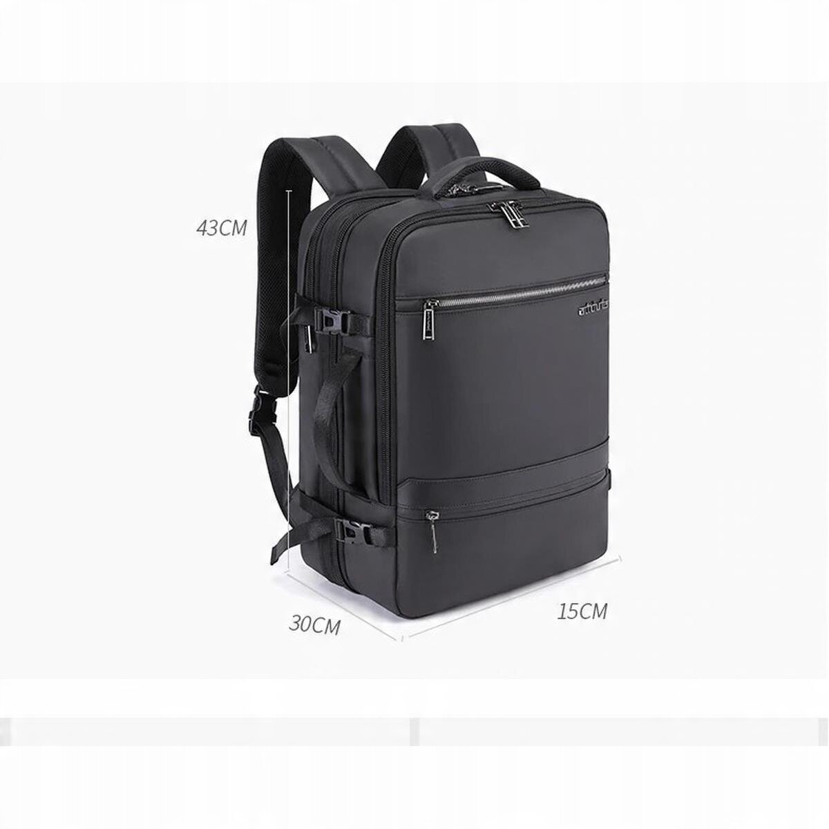 Rucsac Arctic Hunter pentru laptop 17.3 inch, impermeabil, 19/32 litri, negru, 43x30x15cm