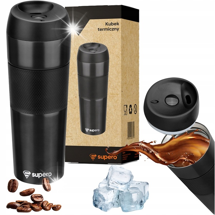 Cana termica SUPERO 450ml, inox, design elegant, mentine temperatura 12-24h