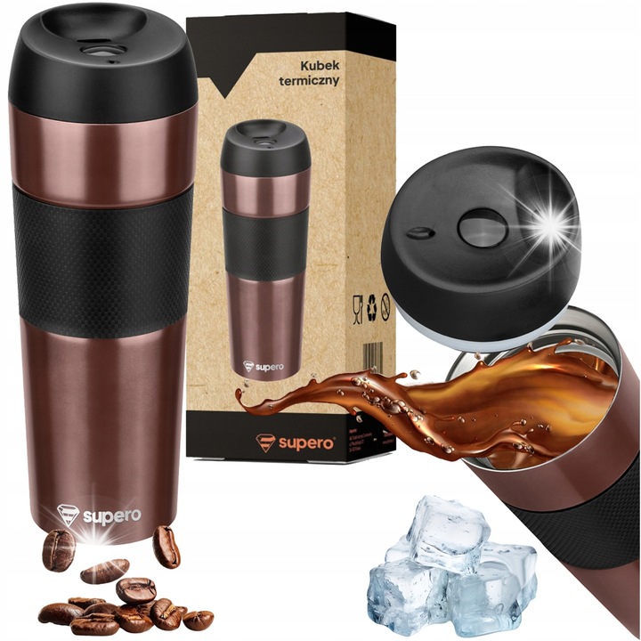 Cana termica SUPERO 450ml, inox, design elegant, mentine temperatura 12-24h