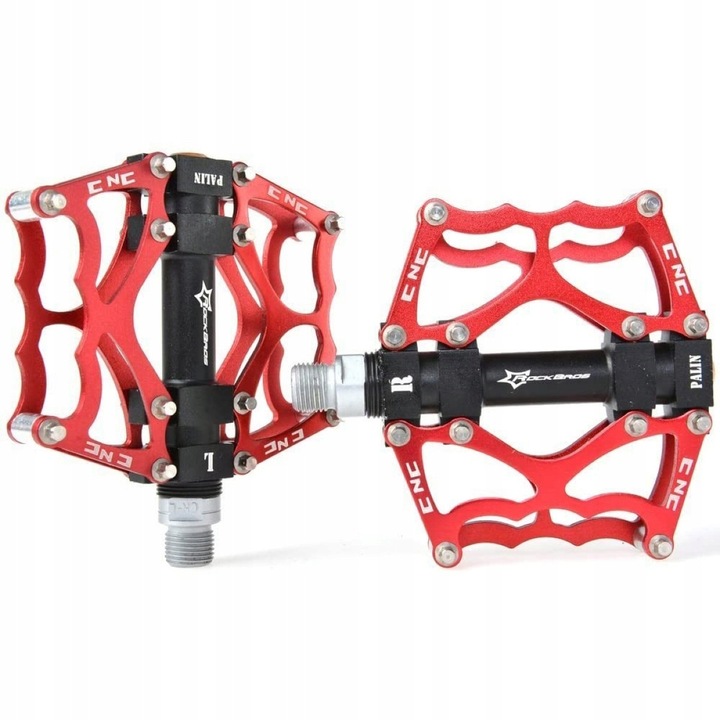 Платформени педали Rockbros, алуминий, 100x90x17мм, червени, комплект 2 броя