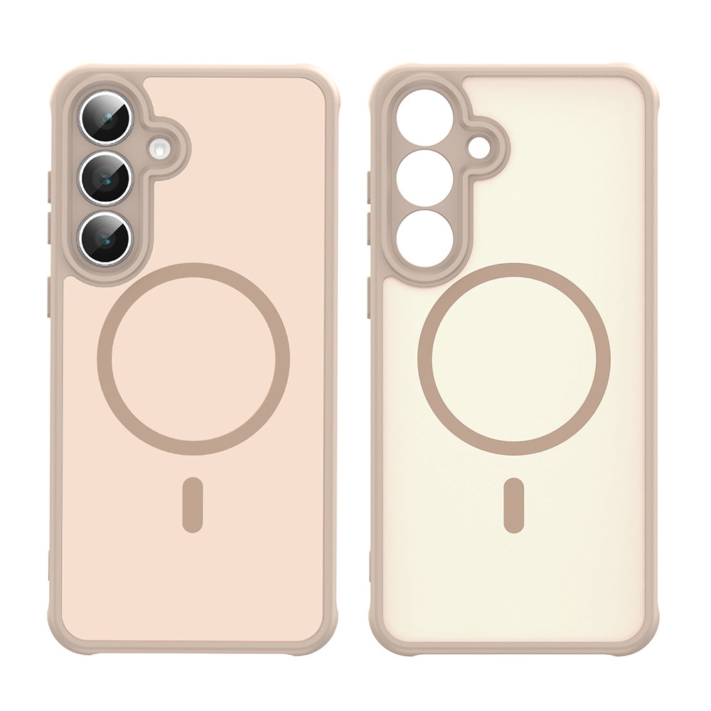 Husa Matte MagSafe compatibila cu Samsung Galaxy S25 Fe, protectie completa, contur Bej