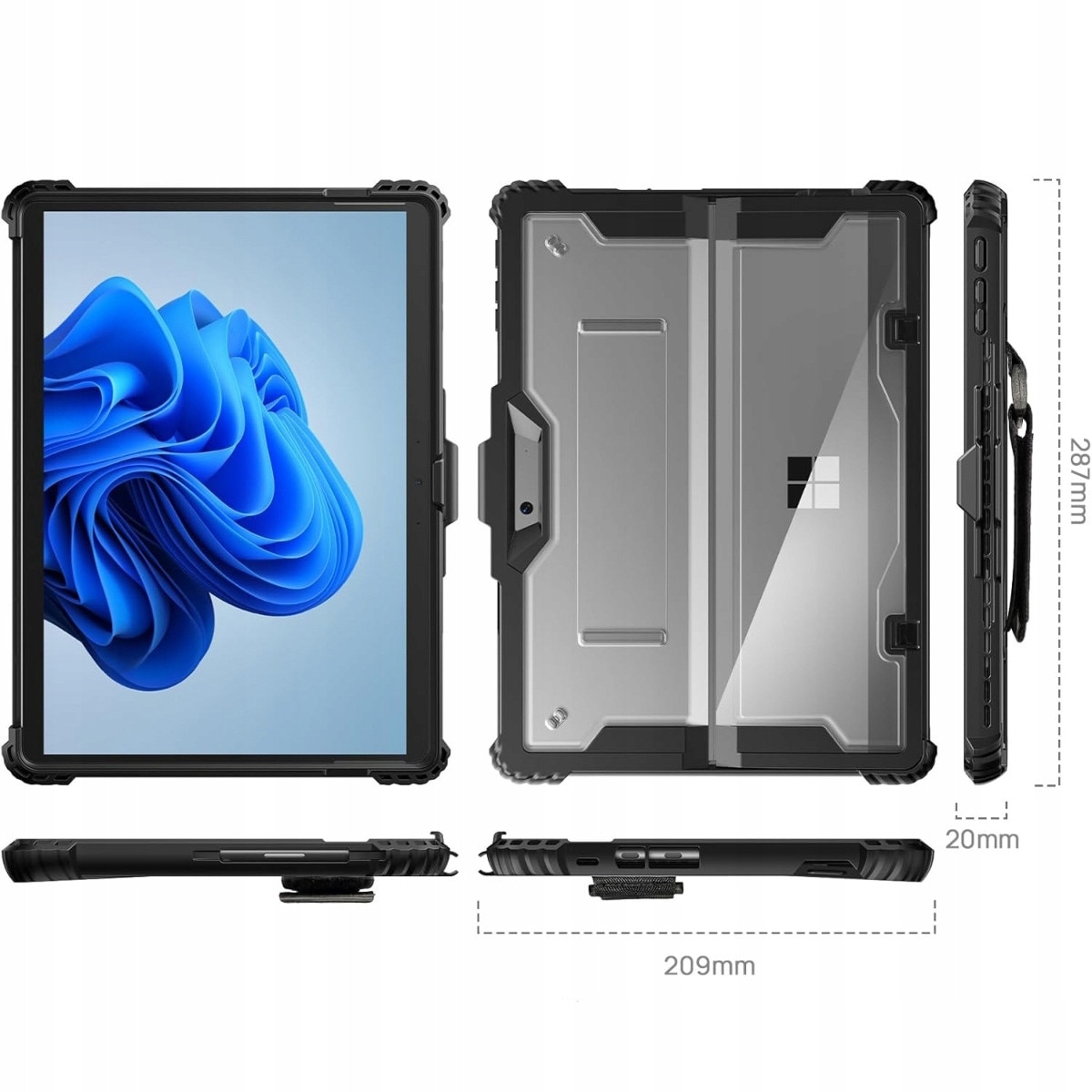 Husa tableta Supero Surface Pro 7+/7/6/5/4 cu protectie, curea, negru