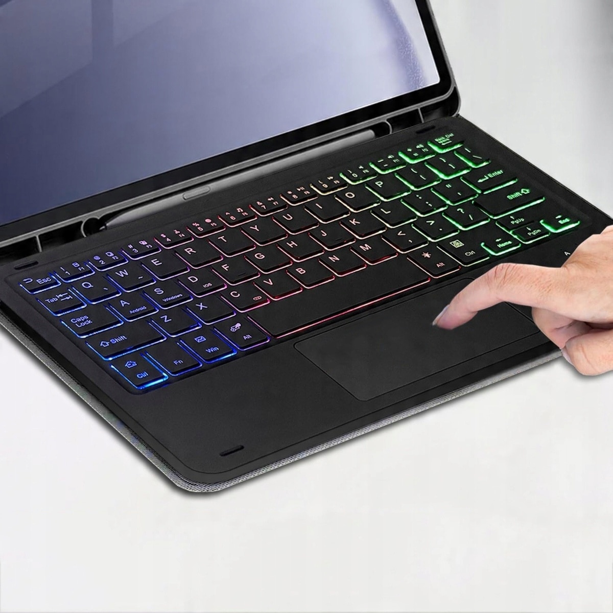 Etui cu tastatura pentru tableta Samsung Galaxy Tab A9 SM-X115, wireless, iluminare RGB, negru