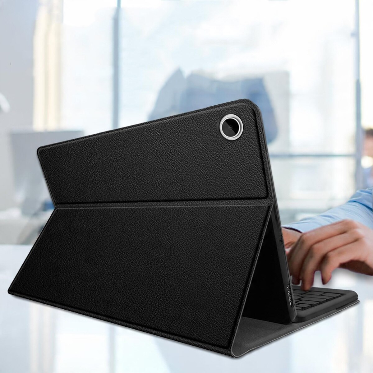 Etui cu tastatura pentru tableta Samsung Galaxy Tab A9 SM-X115, wireless, iluminare RGB, negru