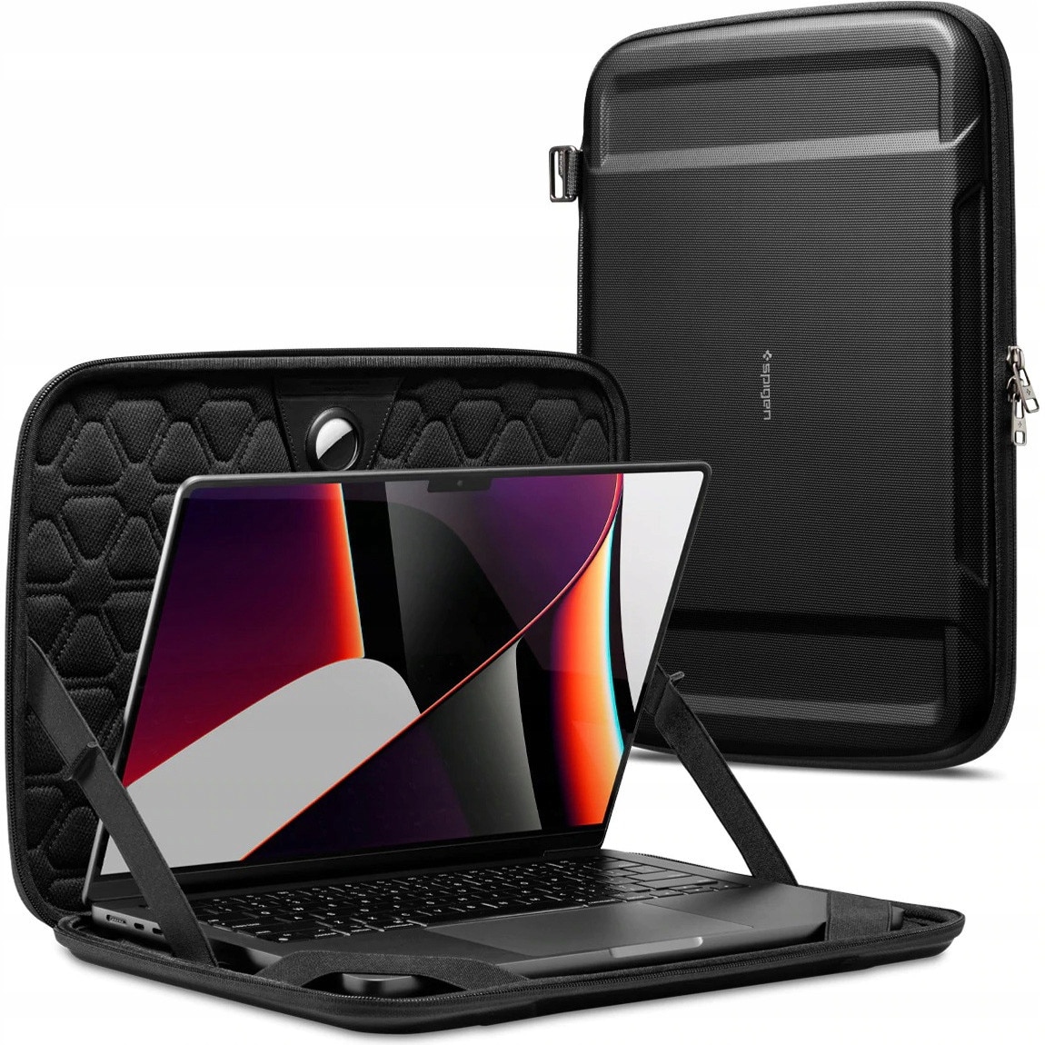 Etui laptop Spigen Rugged Armor Pouch "Pro", 15-16'', negru, dimensiuni 37.5x26.8x2.8cm, set complet