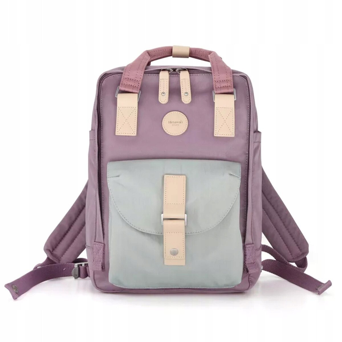Rucsac Himawari pentru laptopuri de pana la 13-14 inch, violet si verde, 38x28x15cm