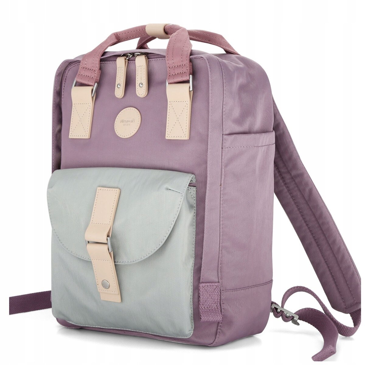 Rucsac Himawari pentru laptopuri de pana la 13-14 inch, violet si verde, 38x28x15cm