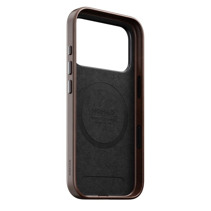 Husa din piele naturala Nomad Traditional Leather Horween Case cu MagSafe compatibila cu iPhone 17 Pro, Rustic Brown