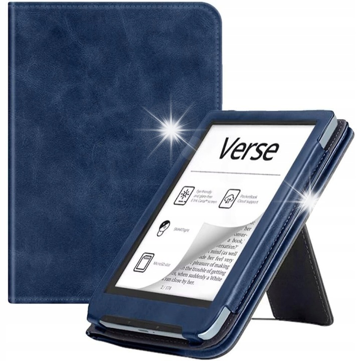 E-könyv olvasó tok SUPERO, Pocketbook Verse/Verse Pro/EMPIK GoBook 2.0, kék, beépített állvánnyal