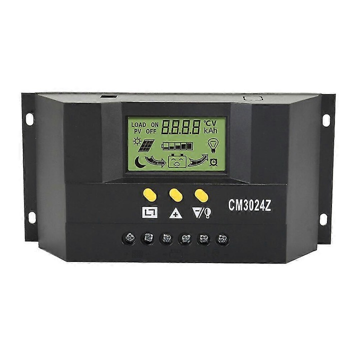 Regulator de incarcare solara 30A 12V/24V, protectie la scurtcircuit, LCD, dimensiuni 18.8x5.2x9.2cm, culoare neagra