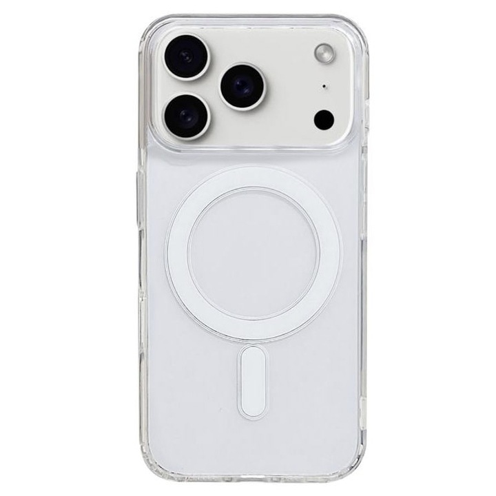 Husa pentru iPhone 17 Pro, WaltStore, Silicon transparent, MagSafe, Protectie camere