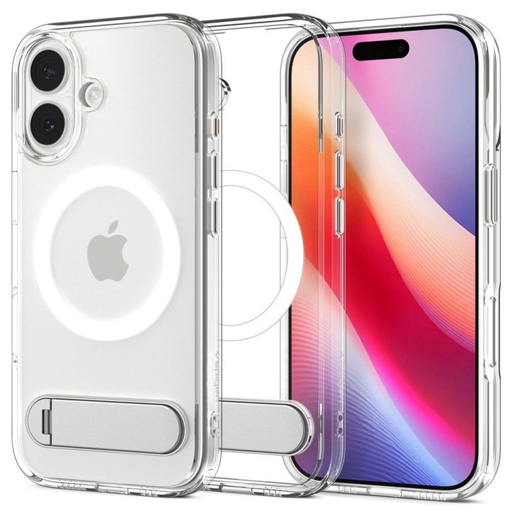 Husa de Protectie MagSafe Ultra Hybrid pentru Apple iPhone 17, cu Kickstand, Silicon TPU, Poliuretan Termoplastic, Transparent