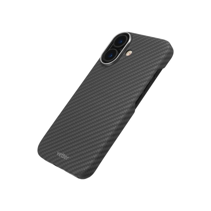 Husă pentru iPhone 17, Vetter, Fibra de Kevlar, MagSafe, Neagră