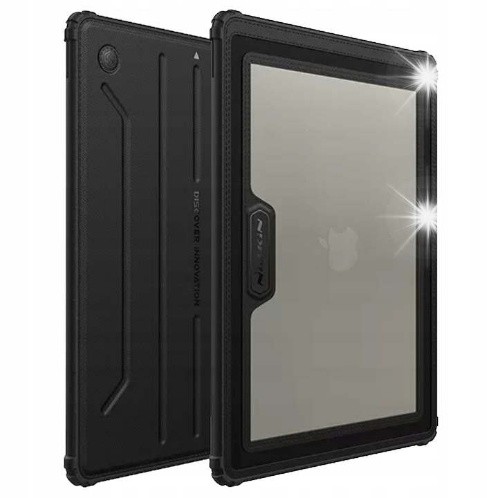 Huzat Macbook Air 15 / Pro 16-hoz, Nillkin, fekete bőr, TPU, elegáns design, méretek 396x282x13mm