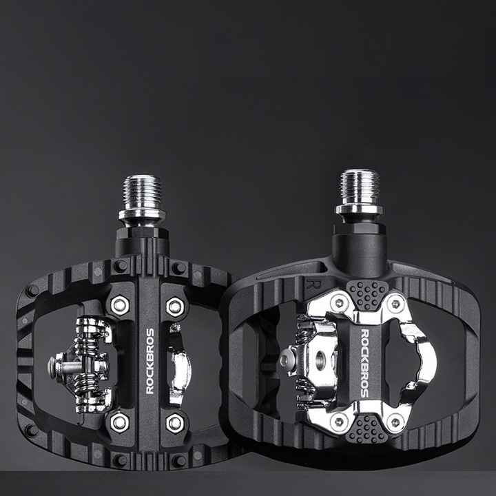 Педали за велосипед, алуминиеви, 2в1, черни, стандартни 9/16 инча