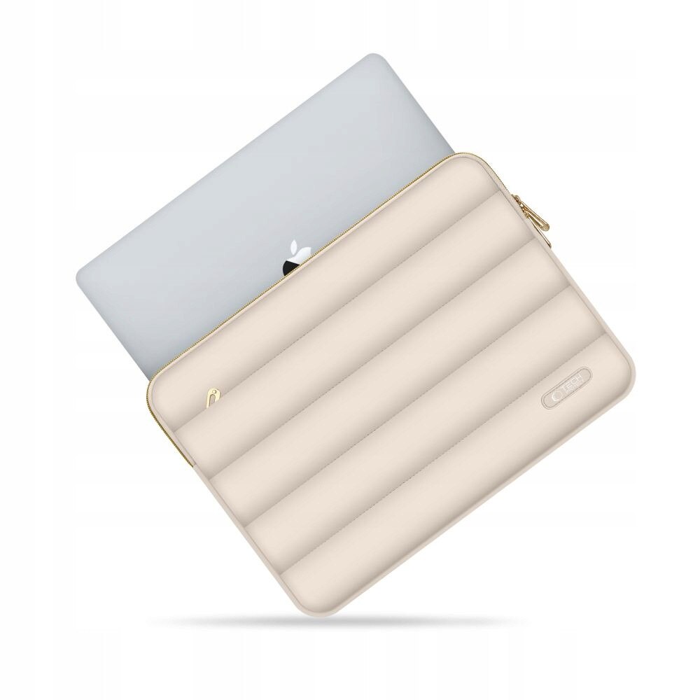 Etui laptop 15-16 inch, Tech-Protect Puffy, set cu torba mica, 40,6x30x2,5cm, 38,2x27,5cm, culoare sand