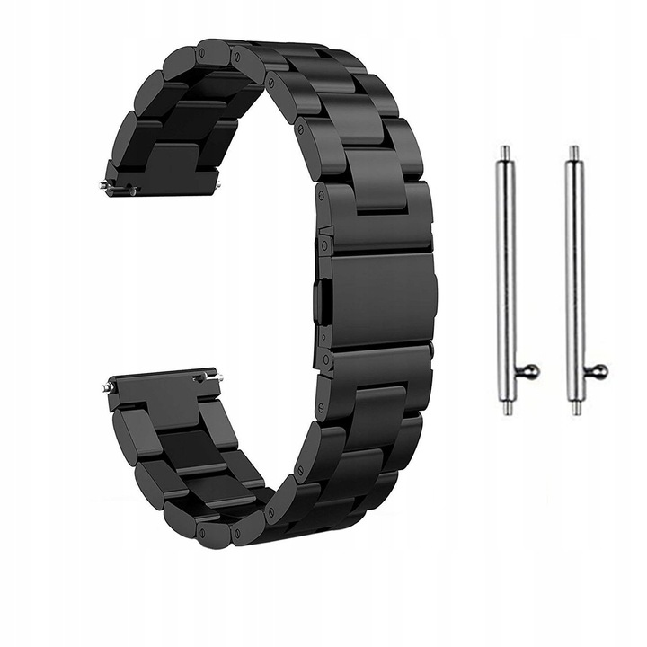 Bransoleta din otel inoxidabil pentru smartwatch, 20mm, design elegant, culoare neagra, set complet