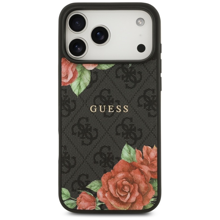 Guess 4G Flowers Print MagSafe tok iPhone 17 Pro készülékhez fekete