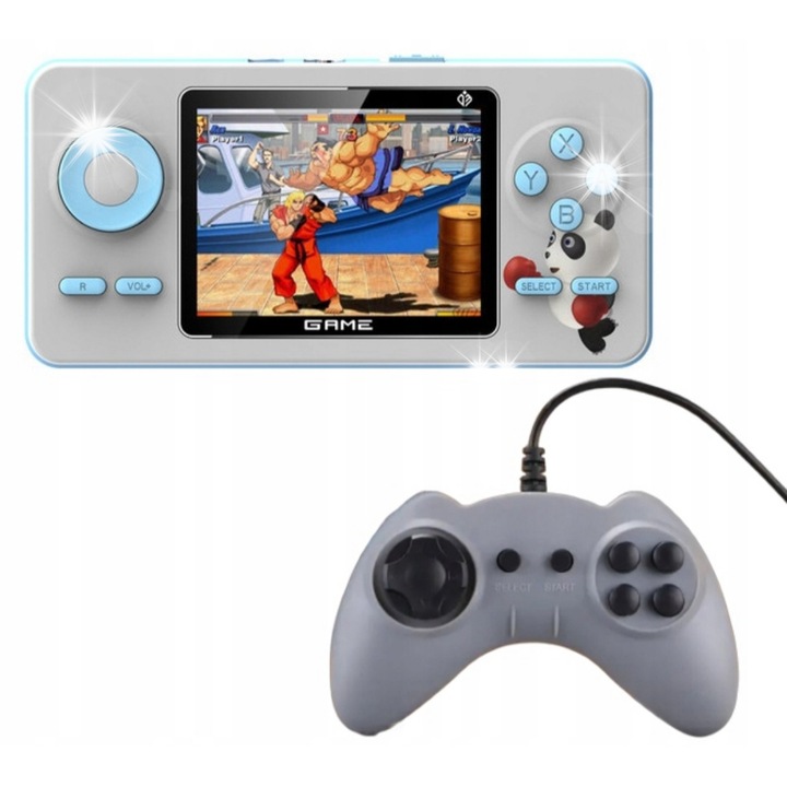Consola portabila de jocuri, 520 jocuri incorporate, ecran TFT 2,4", baterie 1020 mAh, microUSB, iesire TV AV, gri