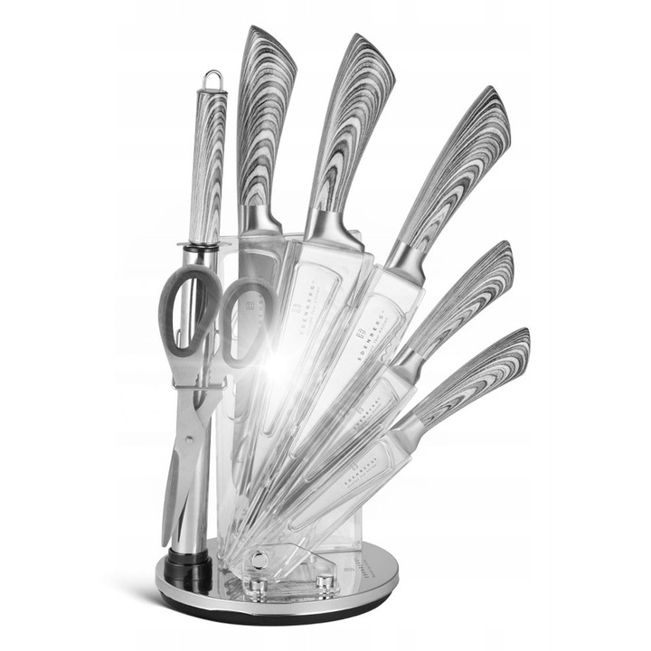 Set de cutite 8 piese Edenberg, inox, cu suport, design ergonomic