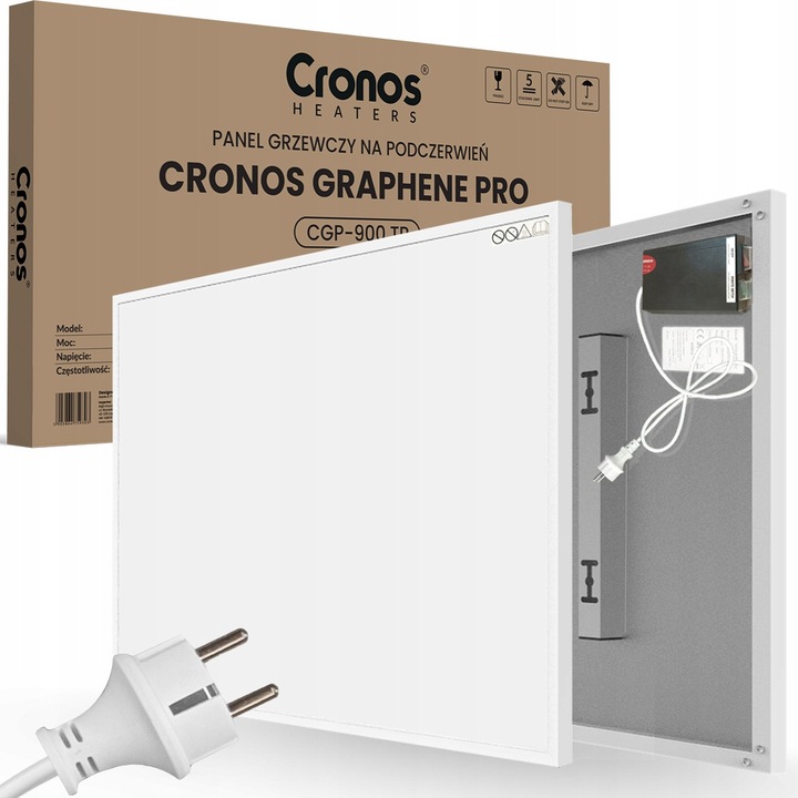 Panou de incalzire Cronos 900W, alb, cu telecomanda si accesorii de montaj pentru tavan, dimensiuni 120,5x75,5cm